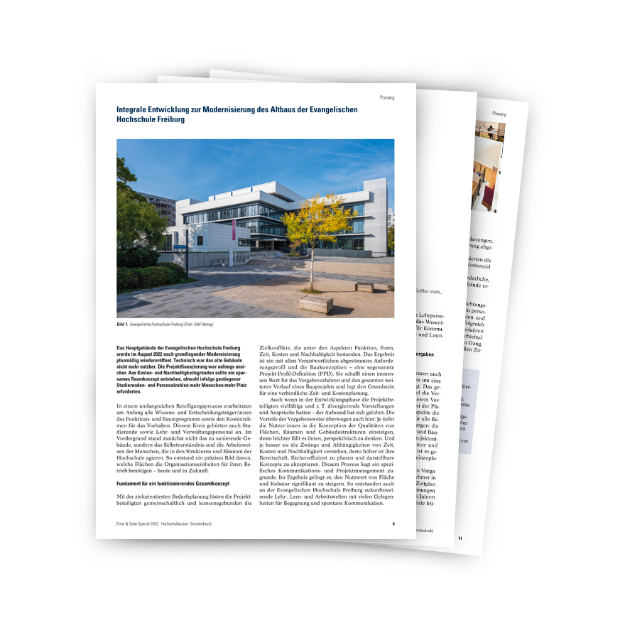 Inte­grale Entwick­lung: Moder­ni­sie­rung Altbau Evan­ge­li­sche Hoch­schule Frei­burg
