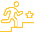 Internationale Rankings: Icon zeigt einen Mann, der eine Treppe zu einem Stern nach oben rennt