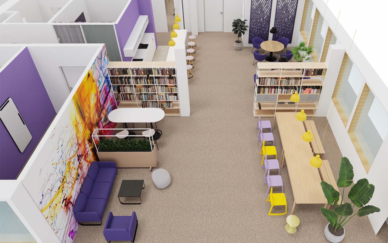 Transformationsbegleitung Wirkstatt evangelisch: rendering für die neuen Arbeitswelten im ECN-Gebäude in Nürnberg