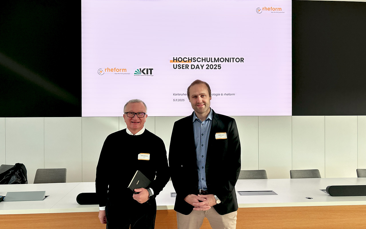 hochschulmonitor-user-day-2025: guido-benzler und philipp-adleram karlsruher institut für technologie, veranstaltungd es rheform data-labs