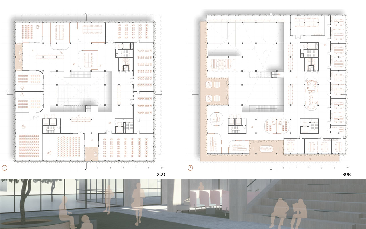Preisverleihung-campus³-Preis-2025: Ausschnitt aus den Plänen von Marah Altarawneh und Nawras Almasri, den Gewinnerinnen in der Kategorie Architektur 2025.