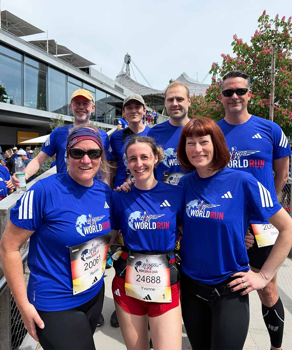 Wings-for-Life-World-Run-2026: rheform-Laufteam vor dem Start.